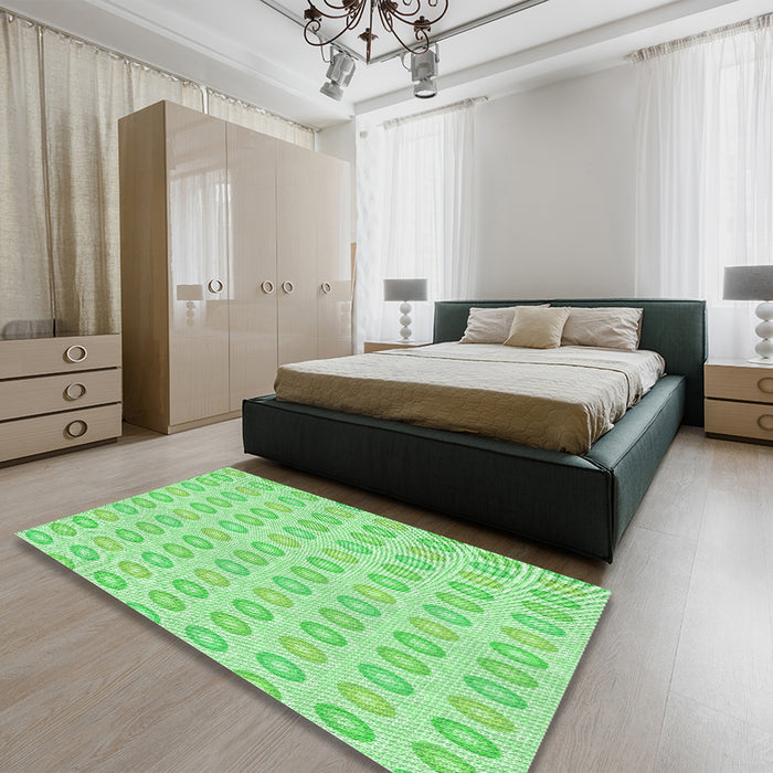 Round Machine Washable Transitional Green Rug in a Office, wshpat3250grn