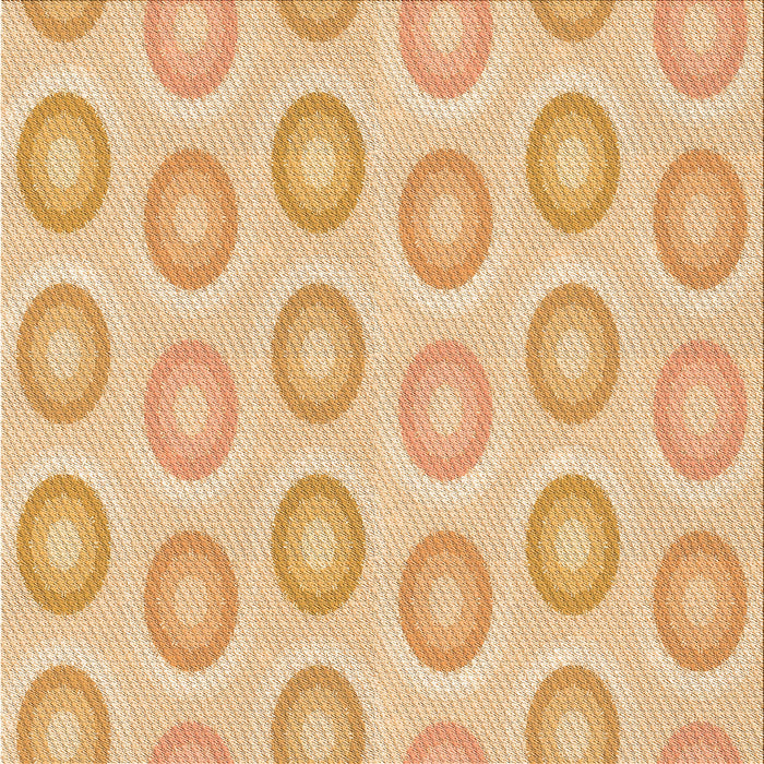 Round Patterned Orange Rug, pat3252org