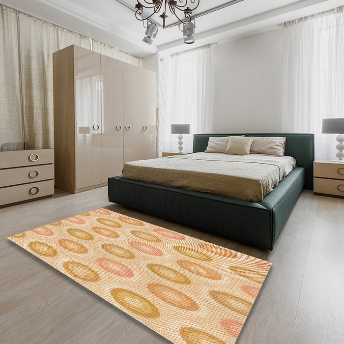 Patterned Orange Rug in a Bedroom, pat3252org