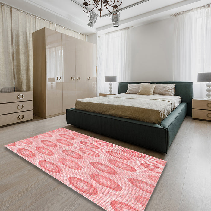 Patterned Red Rug in a Bedroom, pat3252rd
