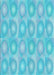 Machine Washable Transitional Bright Turquoise Blue Rug, wshpat3253lblu