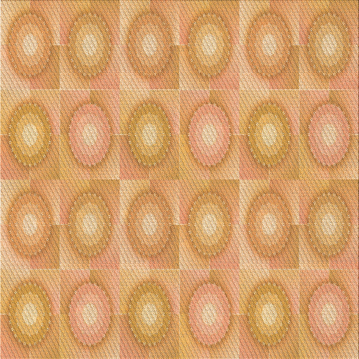 Round Patterned Neon Orange Rug, pat3253org