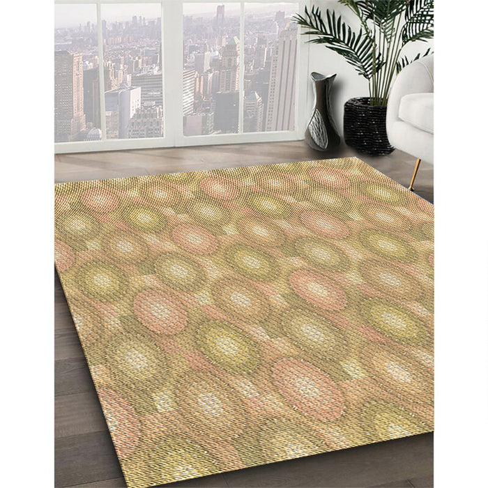 Machine Washable Transitional Yellow Orange Rug in a Family Room, wshpat3254brn