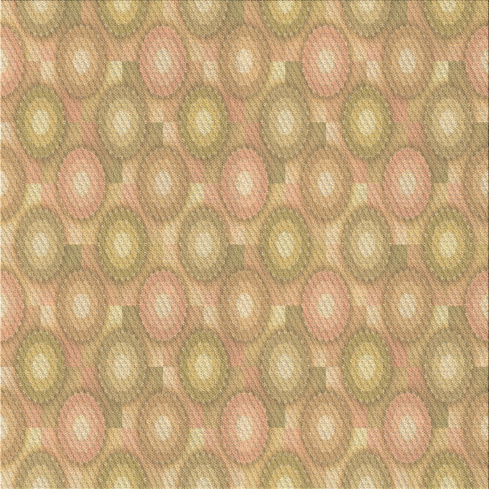Round Patterned Yellow Orange Rug, pat3254brn