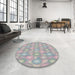 Round Patterned Granite Gray Modern Rug in a Office, pat3254