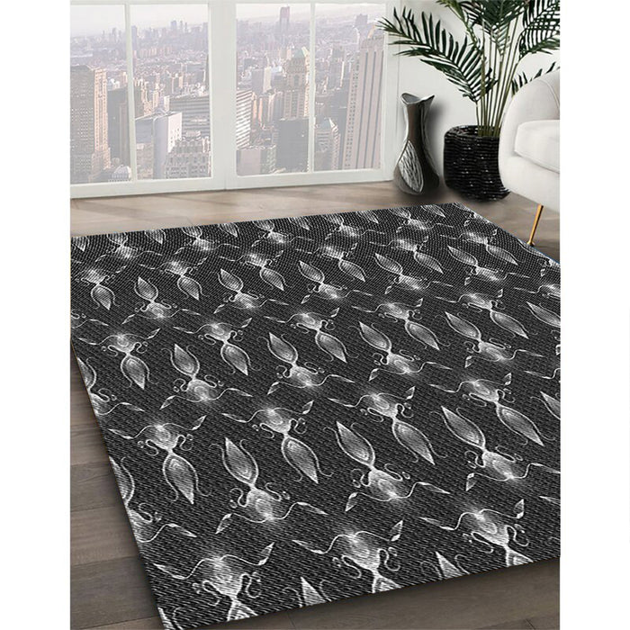 Patterned Midnight Gray Rug in Family Room, pat3256gry