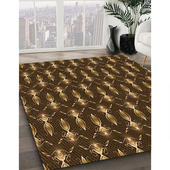 Patterned Light Brown Rug in Family Room, pat3256org