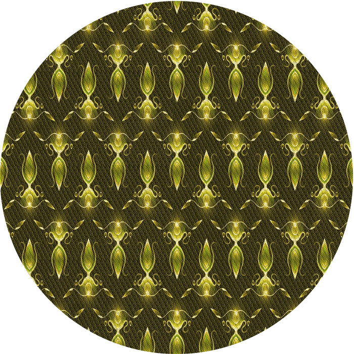 Square Patterned Dark Yellow Green Rug, pat3256yw