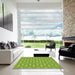 Square Patterned Green Rug in a Living Room, pat3257grn