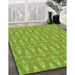 Machine Washable Transitional Green Rug in a Family Room, wshpat3257grn