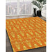 Machine Washable Transitional Orange Red Orange Rug in a Family Room, wshpat3257yw