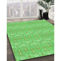 Patterned Emerald Green Rug, pat3258grn