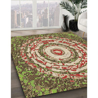 Patterned Saddle Brown Rug, pat3259brn