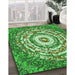 Patterned Green Rug in Family Room, pat3259grn