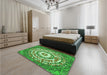 Patterned Green Rug in a Bedroom, pat3259grn