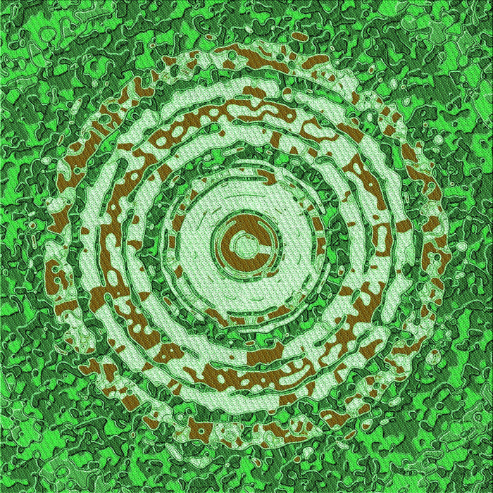 Round Machine Washable Transitional Green Rug, wshpat3259grn