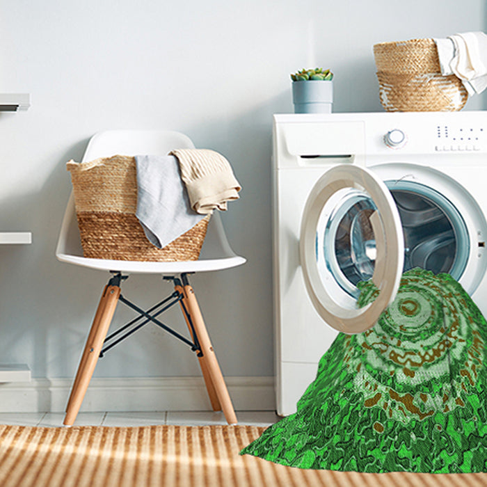Machine Washable Transitional Green Rug in a Washing Machine, wshpat3259grn