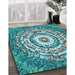 Machine Washable Transitional Greenish Blue Green Rug in a Family Room, wshpat3259lblu