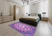 Round Machine Washable Transitional Dark Orchid Purple Rug in a Office, wshpat3259pur