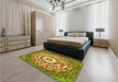 Patterned Dark Bronze Brown Rug in a Bedroom, pat3259yw