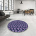 Round Patterned Blue Rug in a Office, pat326blu