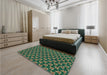 Patterned Army Green Rug in a Bedroom, pat326lblu
