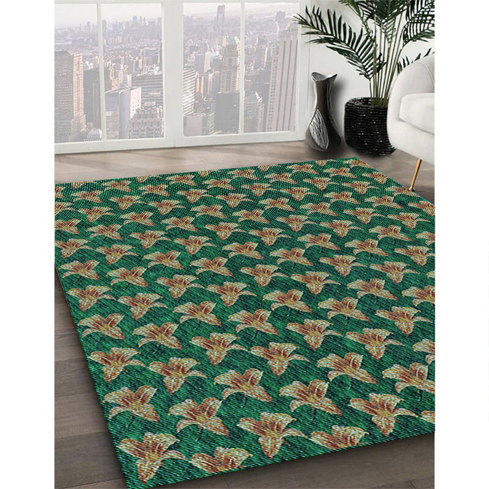 Machine Washable Transitional Army Green Rug in a Family Room, wshpat326lblu