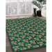 Patterned Army Green Rug in Family Room, pat326lblu