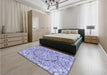 Patterned Slate Blue Rug in a Bedroom, pat3260blu