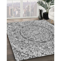 Patterned Platinum Silver Gray Rug, pat3260gry