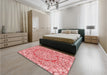 Patterned Pastel Pink Rug in a Bedroom, pat3260rd