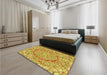 Patterned Bold Yellow Rug in a Bedroom, pat3260yw
