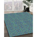 Machine Washable Transitional Sapphire Blue Rug in a Family Room, wshpat3261lblu