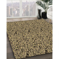 Patterned Metallic Gold Rug, pat3262brn