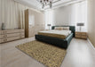 Patterned Metallic Gold Rug in a Bedroom, pat3262brn