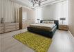 Patterned Golden Brown Yellow Rug in a Bedroom, pat3262yw