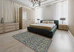 Machine Washable Transitional Sage Green Rug in a Bedroom, wshpat3262