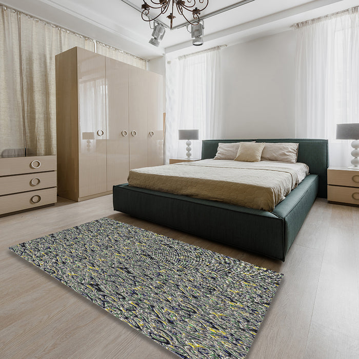 Machine Washable Transitional Sage Green Rug in a Bedroom, wshpat3262