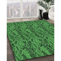 Patterned Deep Emerald Green Rug, pat3263grn