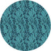 Square Patterned Dark Turquoise Green Rug, pat3263lblu