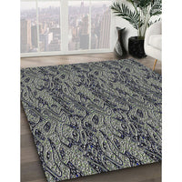 Patterned Dark Gray Novelty Rug, pat3263