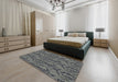 Patterned Dark Gray Novelty Rug in a Bedroom, pat3263