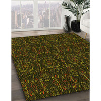 Patterned Dark Bronze Brown Rug, pat3264yw