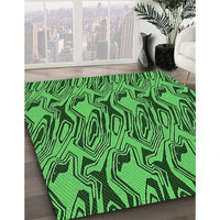 Patterned Deep Emerald Green Rug, pat3265grn