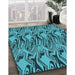 Machine Washable Transitional Bright Turquoise Blue Rug in a Family Room, wshpat3265lblu