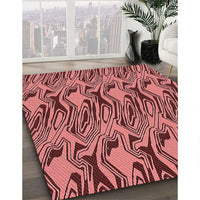 Patterned Saffron Red Rug, pat3265rd