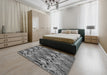 Patterned Cloud Gray Novelty Rug in a Bedroom, pat3265