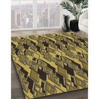 Patterned Orange Gold Rug, pat3266brn