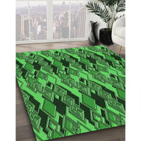 Patterned Deep Emerald Green Rug, pat3266grn