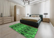 Patterned Deep Emerald Green Rug in a Bedroom, pat3266grn